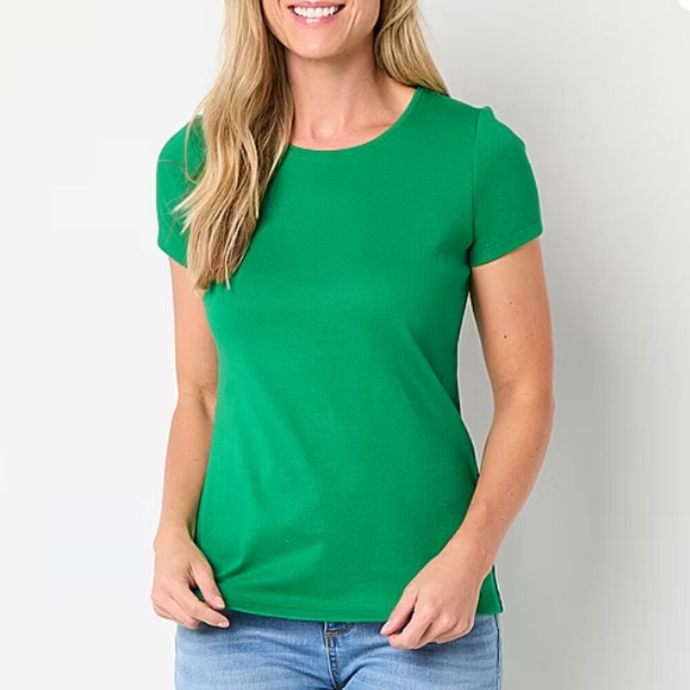 Croft & Barrow Vibrant Green Short Sleeve Tee - Like New Plus Size